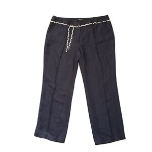 NWT Navy Blue Linen Blend Straight Leg Pants Lightweight Plus Size